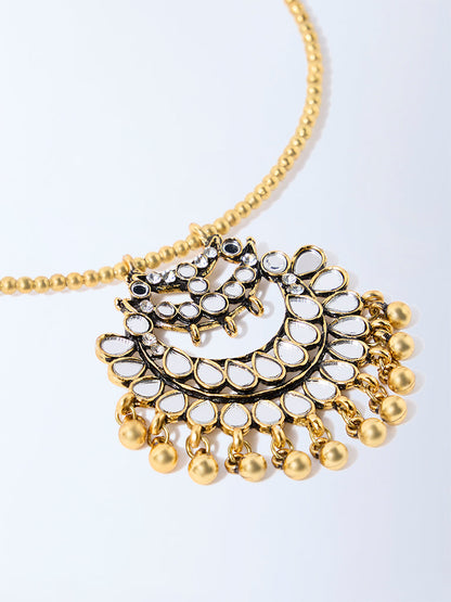 Westside Accessories Gold Glass-Detailed Pendant Choker Necklace