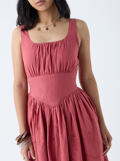 Bombay Paisley Dusty Pink Cotton A-Line Dress
