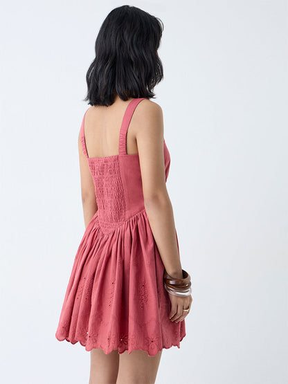 Bombay Paisley Dusty Pink Cotton A-Line Dress