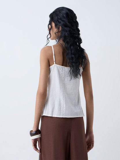 Bombay Paisley White Floral Embroidered Cotton Top