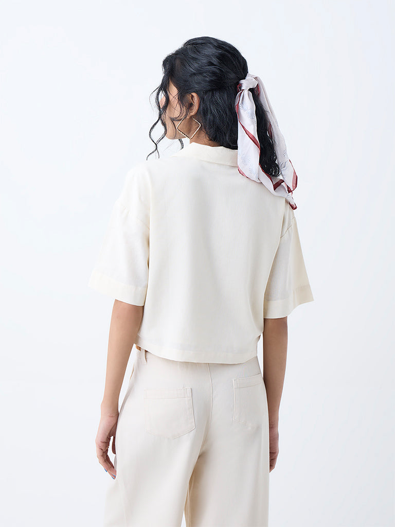 Bombay Paisley Off-White Embroidered Cotton-Blend Shirt