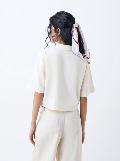 Bombay Paisley Off-White Embroidered Cotton-Blend Shirt