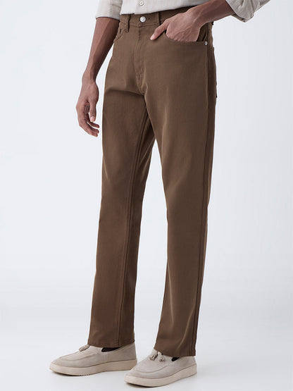 Ascot Brown Relaxed-Fit Mid-Rise Jeans