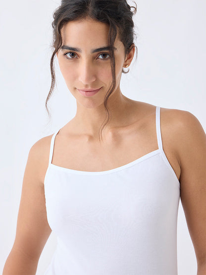 Wunderlove White Square Neck Seam-Free Camisole