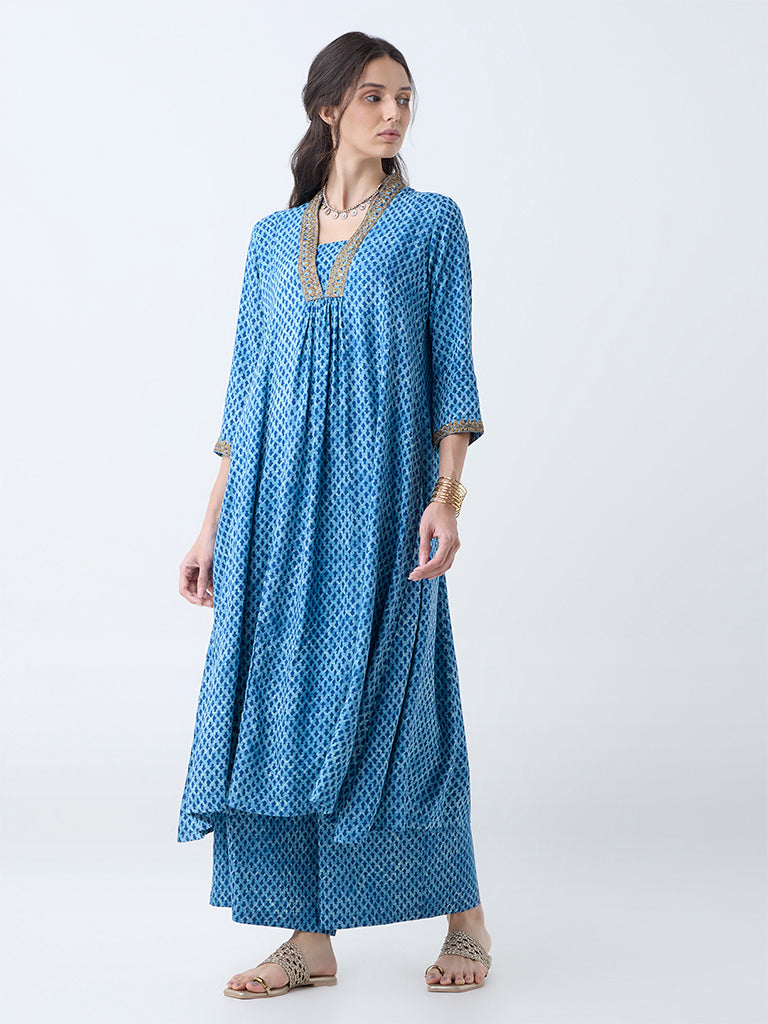 Utsa Indigo Printed Anarkali Kurta