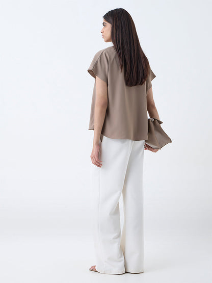 Wardrobe Beige Solid Cotton Top