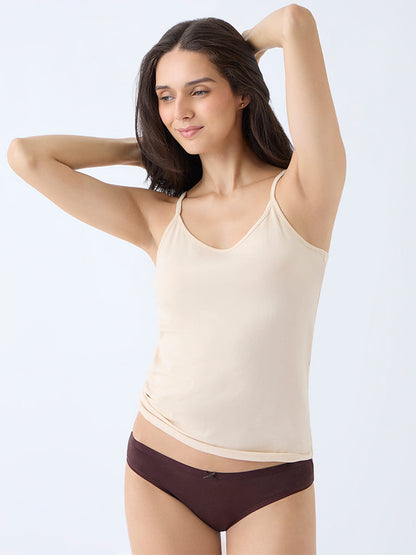 Wunderlove Beige Cotton-Blend Camisoles - Pack of 2