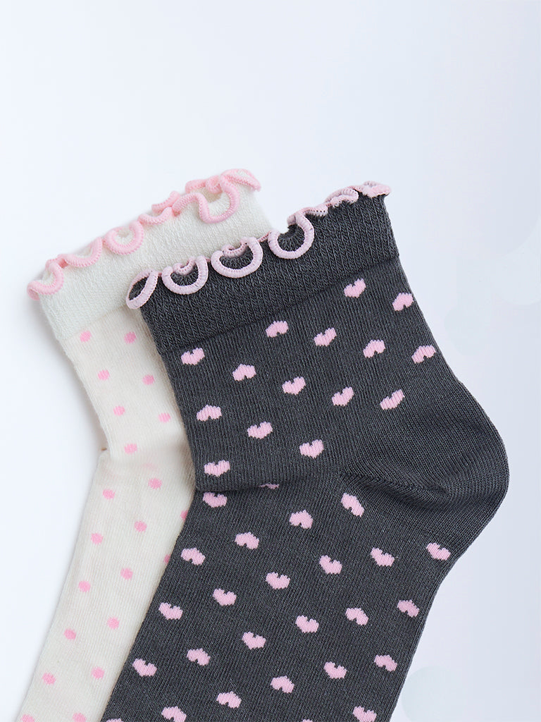 Superstar Grey & Ivory Printed Cotton-Blend Trainer Socks - Pack of 2