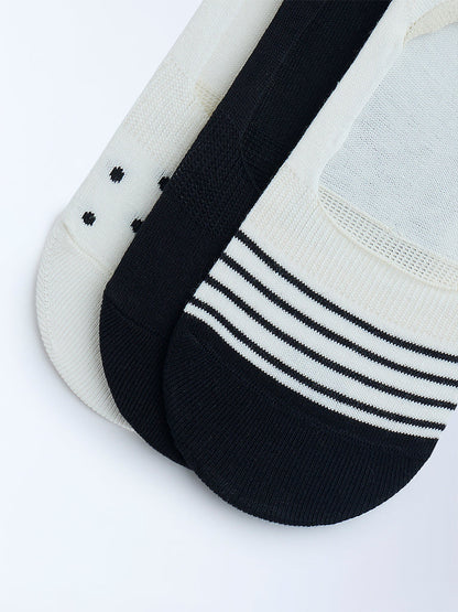 Superstar Black Printed No-Show Cotton-Blend Socks - Pack of 3