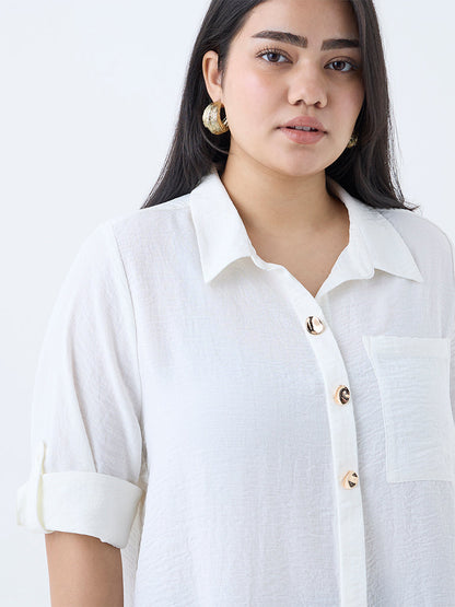 Gia White Textured Blouse
