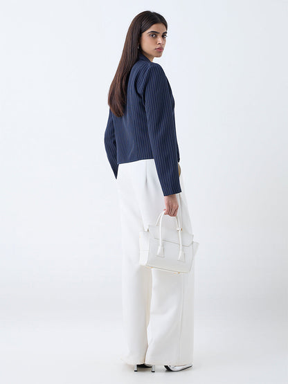Wardrobe Navy Pinstriped Cotton Shirt