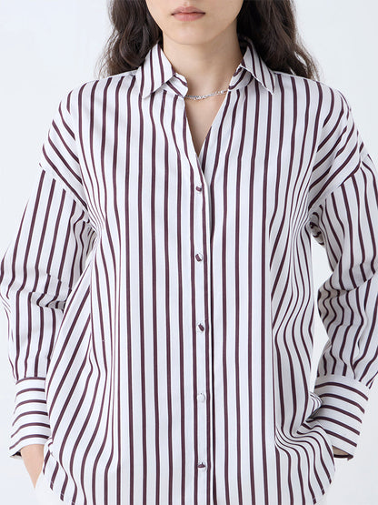 Wardrobe White Striped Cotton Shirt