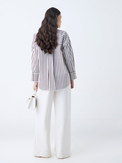 Wardrobe White Striped Cotton Shirt