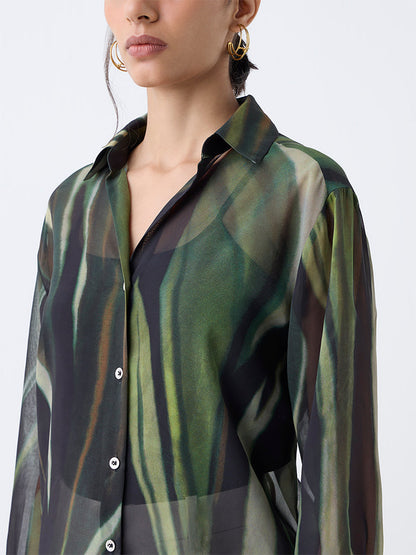 Wardrobe Olive Self-Textured Shirt