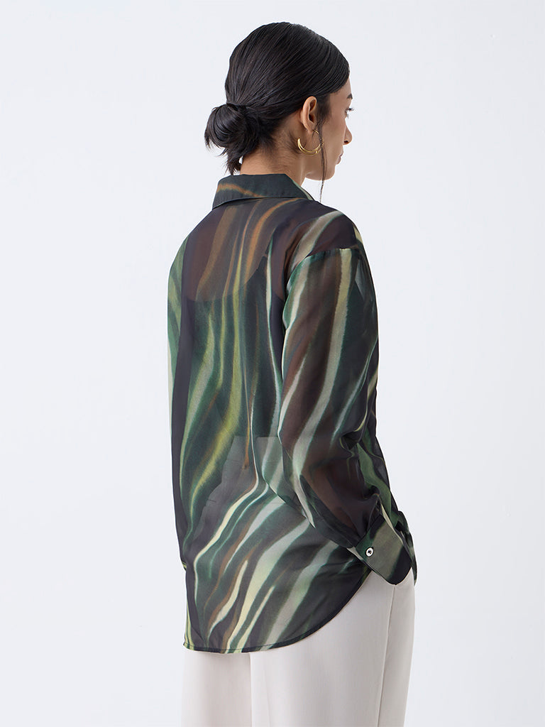 Wardrobe Olive Self-Textured Shirt