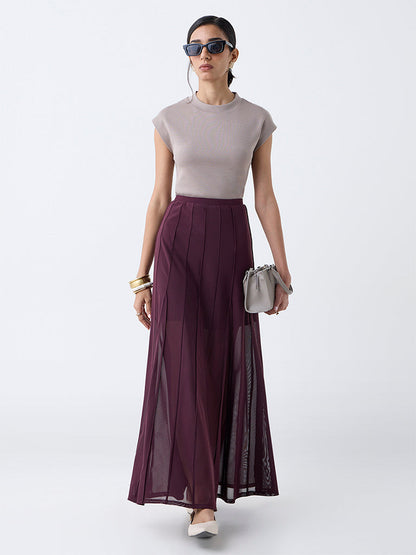 Wardrobe Taupe Solid T-Shirt