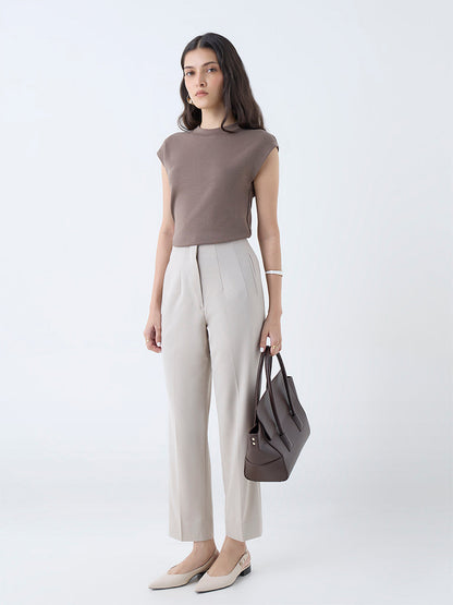 Wardrobe Brown Solid T-Shirt