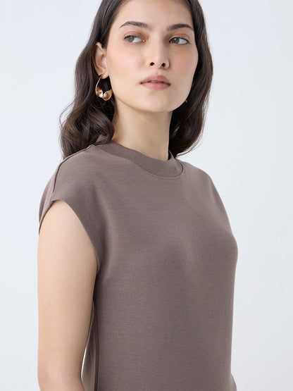 Wardrobe Brown Solid T-Shirt