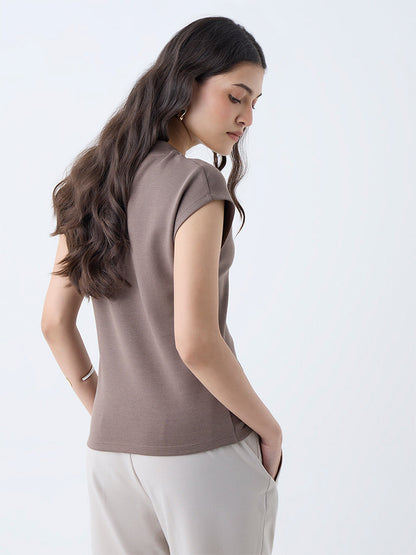 Wardrobe Brown Solid T-Shirt