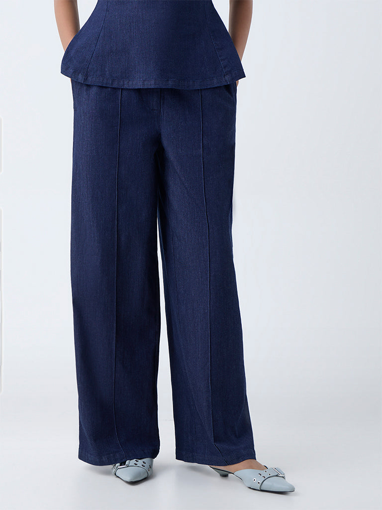 Wardrobe Indigo Straight-Fit High-Rise Jeans