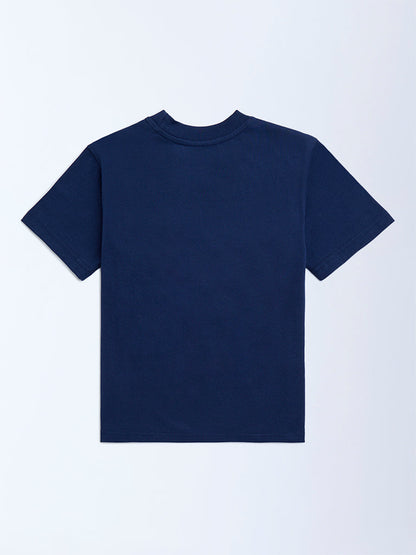 HOP Kids Navy Animal Pattern Cotton T-Shirt