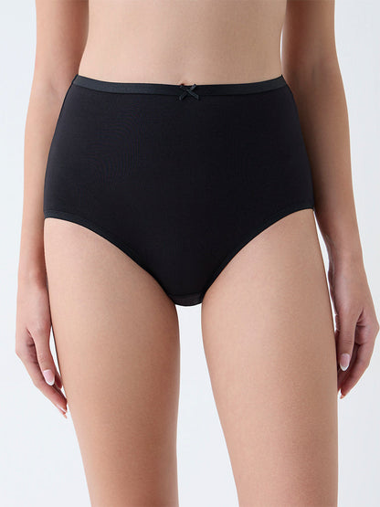 Wunderlove Black High-Rise Cotton-Blend Briefs - Pack of 3