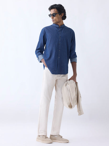 Ascot Blue Relaxed-Fit Denim Shirt