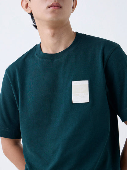 Studiofit Dark Green Relaxed-Fit Cotton-Blend T-Shirt
