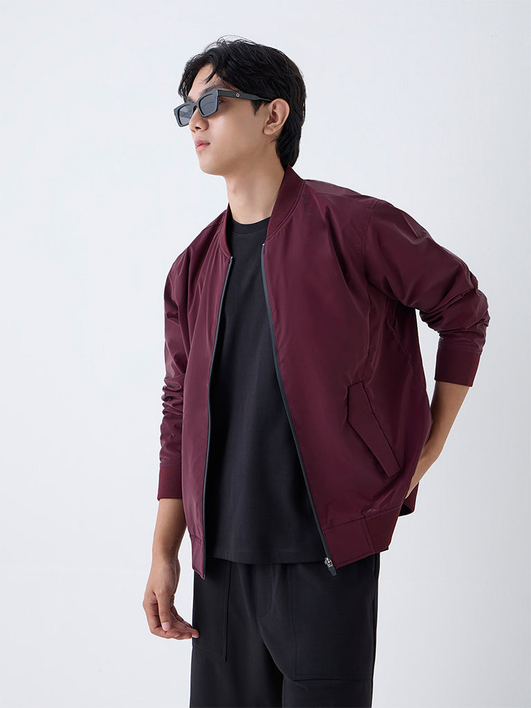 Studiofit Wine Solid Relaxed-Fit Jacket
