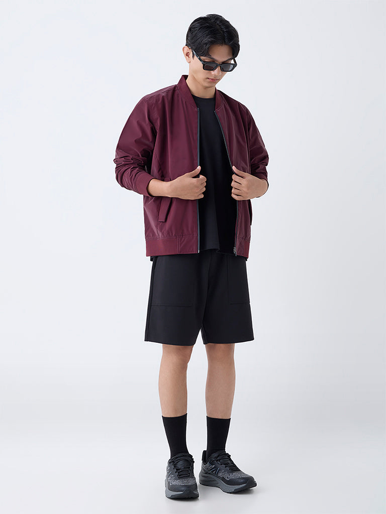 Studiofit Wine Solid Relaxed-Fit Jacket