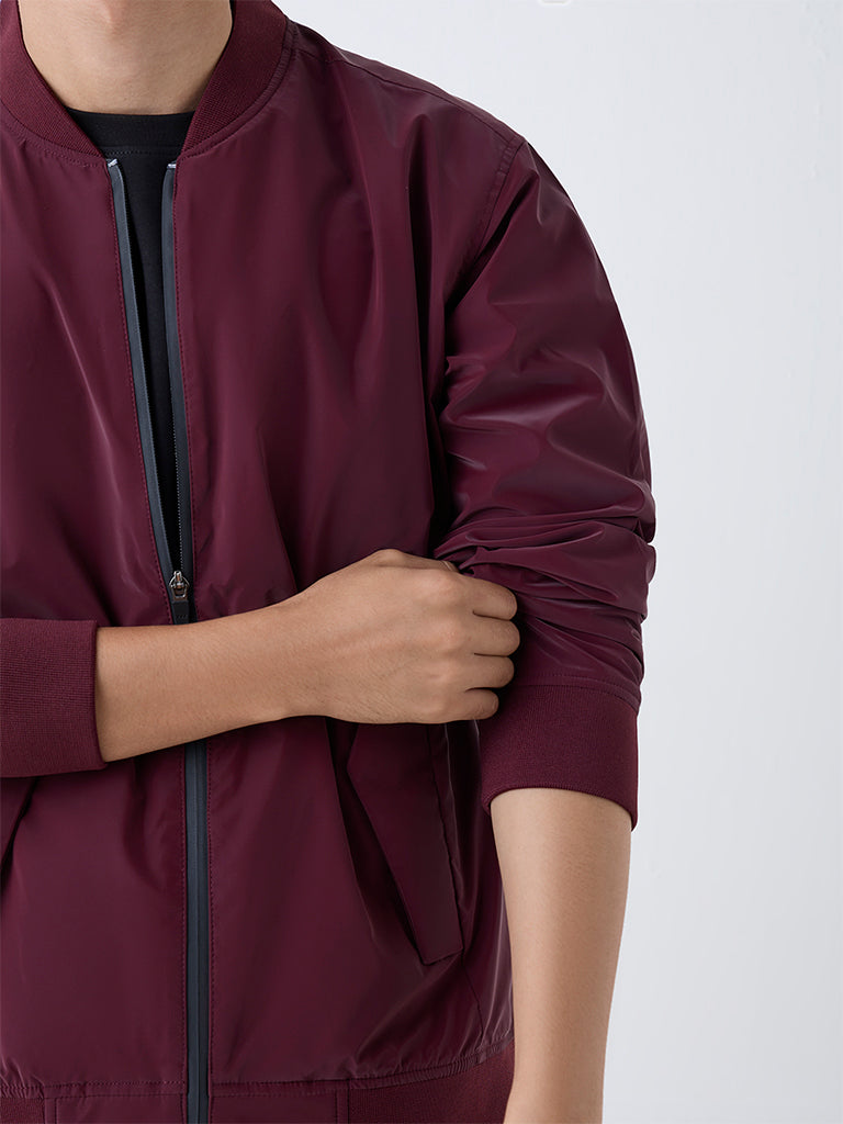 Studiofit Wine Solid Relaxed-Fit Jacket