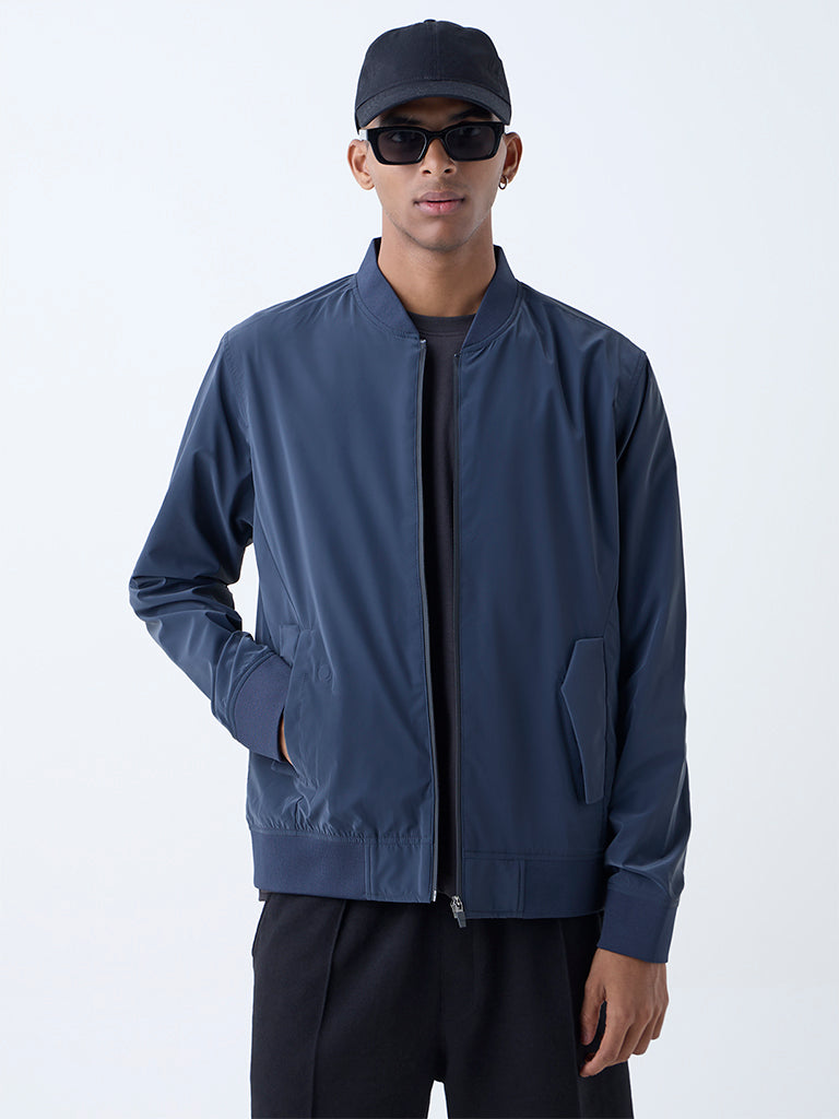 Studiofit Navy Solid Relaxed-Fit Jacket
