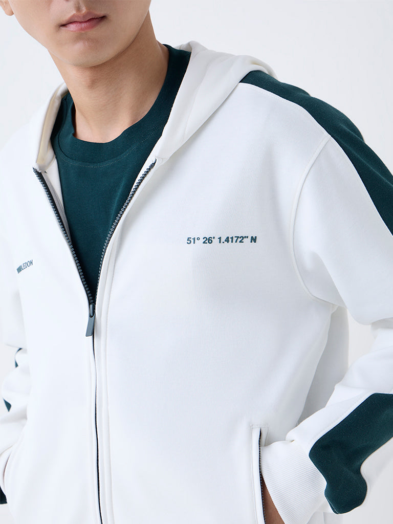 Studiofit Off-White Relaxed-Fit Cotton-Blend Hoodie