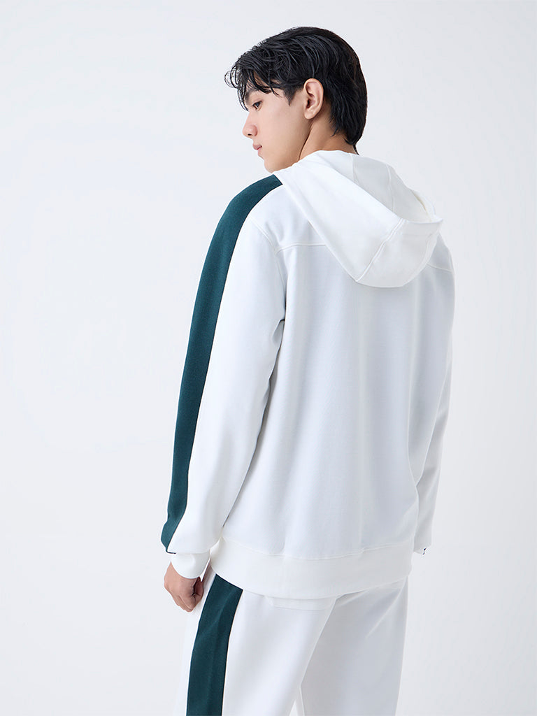 Studiofit Off-White Relaxed-Fit Cotton-Blend Hoodie