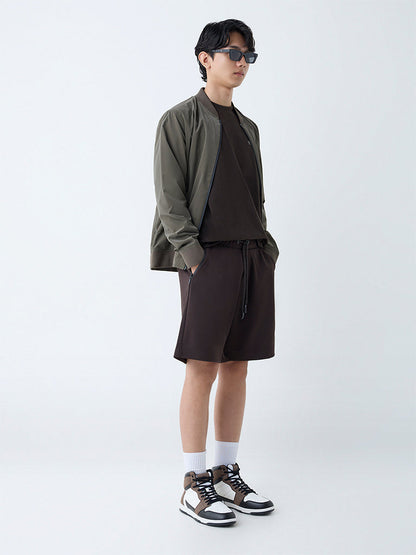 Studiofit Dark Brown Relaxed-Fit Mid-Rise Shorts