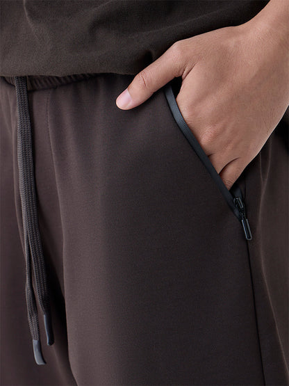 Studiofit Dark Brown Relaxed-Fit Mid-Rise Shorts
