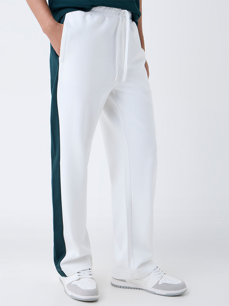 Studiofit Off-White Relaxed-Fit Mid-Rise Track Pants