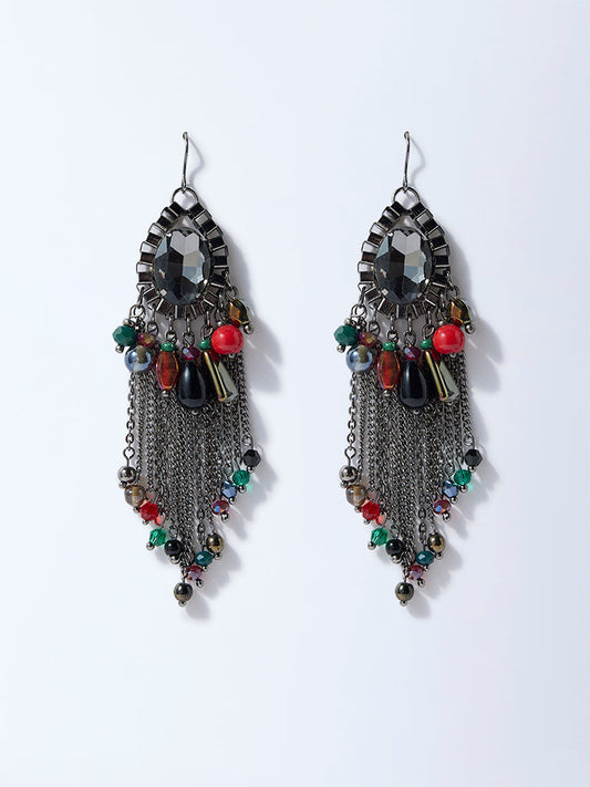 Westside Accessories Silver Antique Multichain Earrings