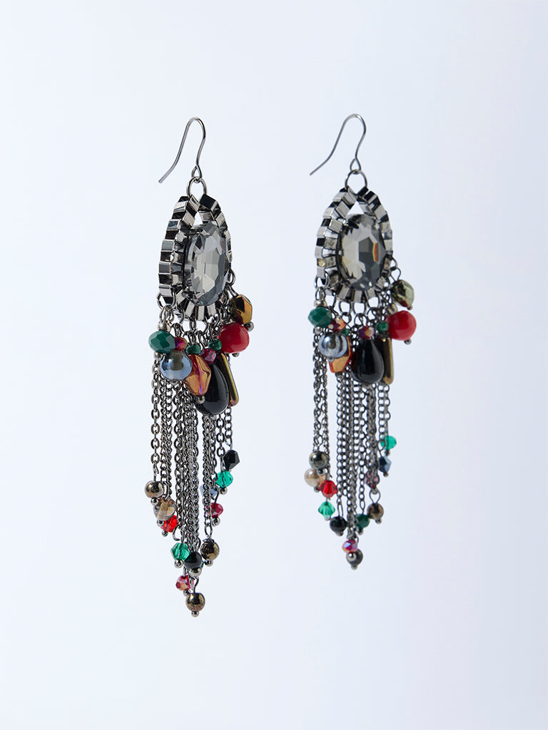Westside Accessories Silver Antique Multichain Earrings