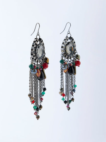 Westside Accessories Silver Antique Multichain Earrings