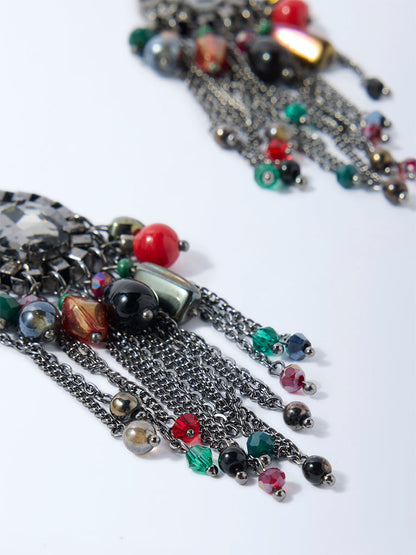 Westside Accessories Silver Antique Multichain Earrings