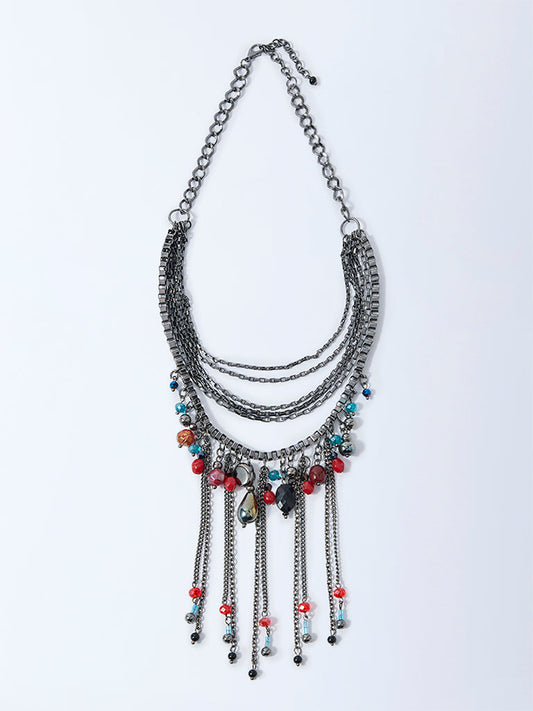 Westside Accessories Silver Antique Multichain Necklace