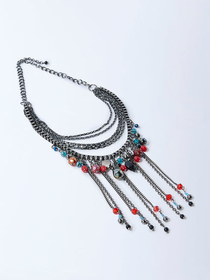 Westside Accessories Silver Antique Multichain Necklace