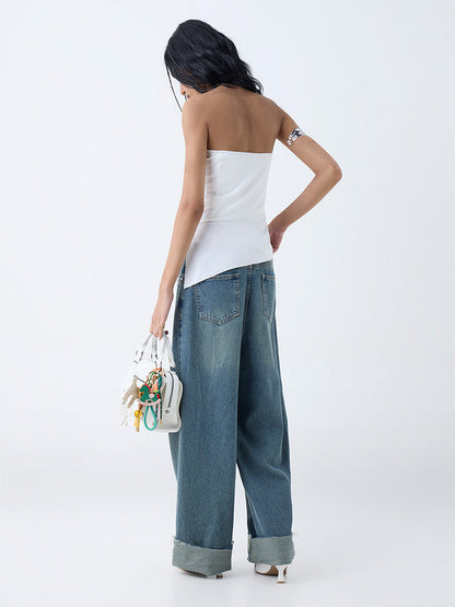 Nuon White Solid Tube Top