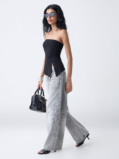 Nuon Black Solid Tube Top