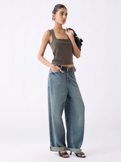 Nuon Olive Solid Tank Top