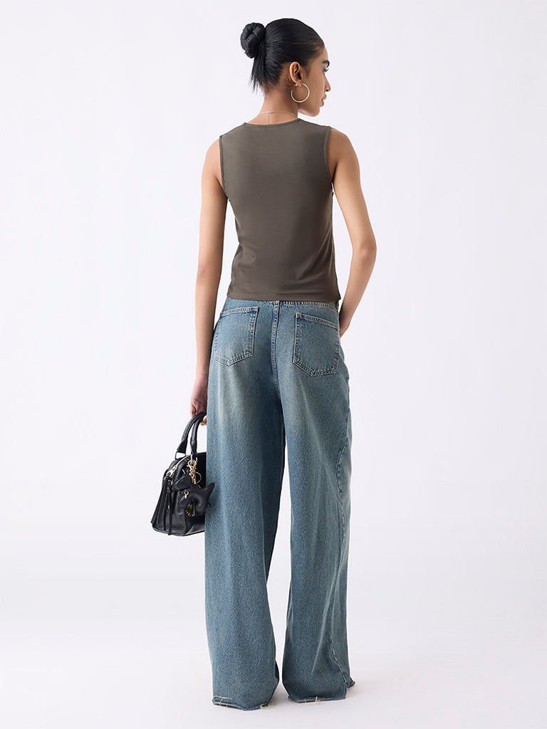 Nuon Olive Solid Tank Top