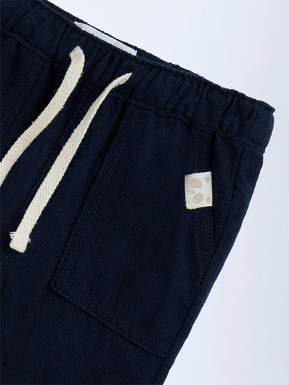 HOP Baby Navy Mid-Rise Cotton-Blend Trousers