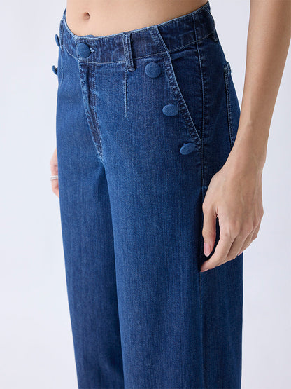 LOV Dark Blue Relaxed-Fit High-Rise Jeans