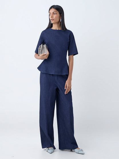Wardrobe Indigo Denim Peplum Top